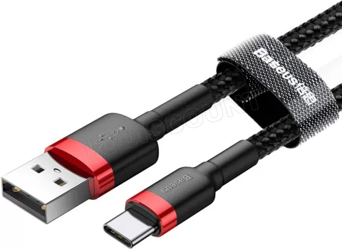 Photo de Cable Baseus Cafule USB Type A - USB Type C M/M 1m (Noir/Rouge)