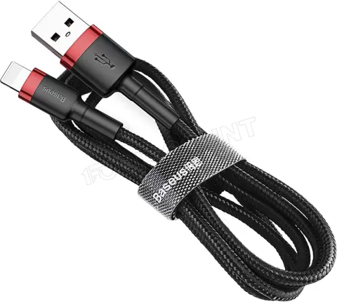 Photo de Cable Baseus Cafule USB Type C - Lightning M/M 1m (Noir/Rouge)