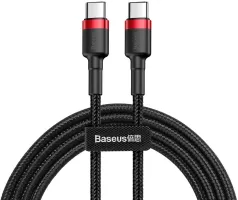 Photo de Cable Baseus Cafule USB Type C M/M 2m 100W (Noir/Rouge)