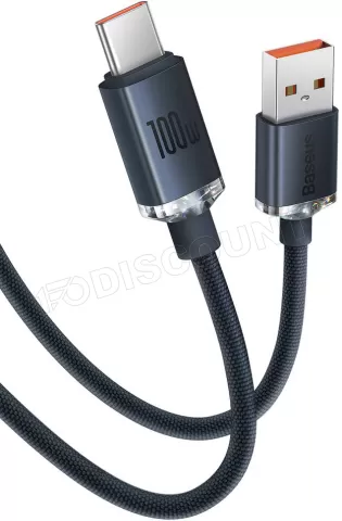 Photo de Cable Baseus Crystal Shine USB type A- type C M/M 100W 2m (Noir)