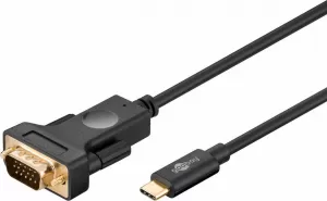 Photo de Cable Convertisseur Goobay USB C mâle vers VGA mâle (D-sub DE-15) 1,8m (Noir)