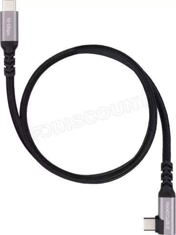 Photo de Cable coudé Nanocable USB-C M/M 100W 0.5m (Noir)