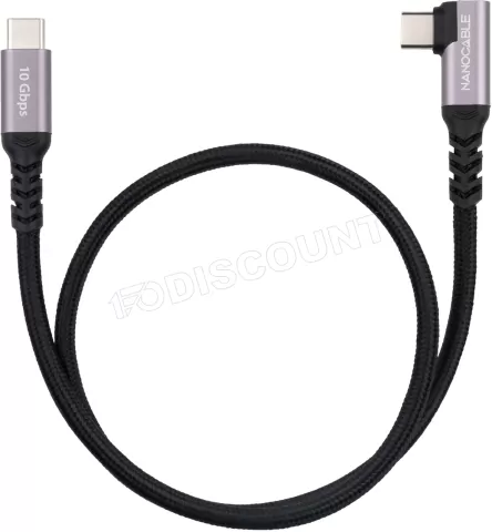 Photo de Cable coudé Nanocable USB-C M/M 100W 1m (Noir)