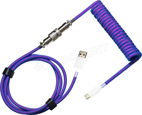 Photo de Câble de clavier Cooler Master Coiled Cable USB Type A - Type C M/M 1,5m (Bleu/Violet)