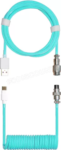 Photo de Câble de clavier Cooler Master Coiled Cable USB Type A - Type C M/M 1,5m (Cyan)