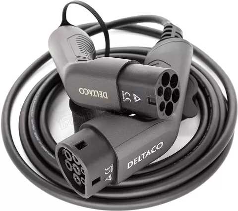 Câble de recharge Type 2 pour Voiture électrique Deltaco e-Charge EV-12010  16A Monophasé 10m (Noir) à prix bas