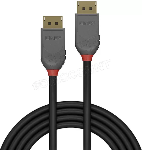 Photo de Cable DisplayPort 1.4 Lindy 50cm (Noir/Gris)
