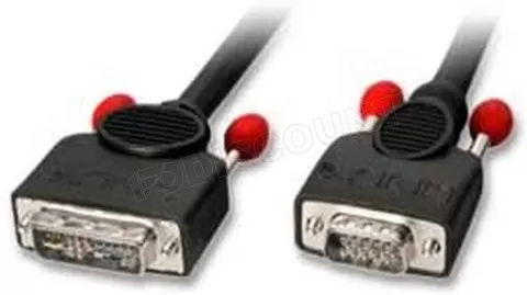 Photo de Cable DVI-I Lindy vers VGA (D-Sub DE-15) 2m M/M (Noir)