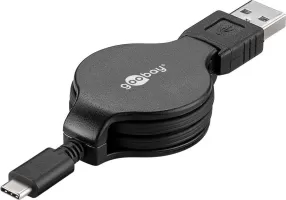 Photo de Cable Goobay USB 2.0 vers USB type C rétractable - 1m (Noir)