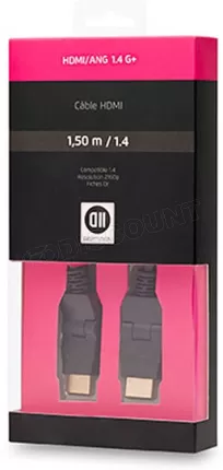 Photo de Cable HDMI 1.4 D2 Diffusion 1,5m M/M inclinable 180° (Noir)