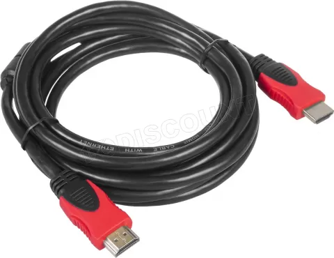 Photo de Cable HDMI 1.4 Maclean 1,8m M/M (Noir/Rouge)