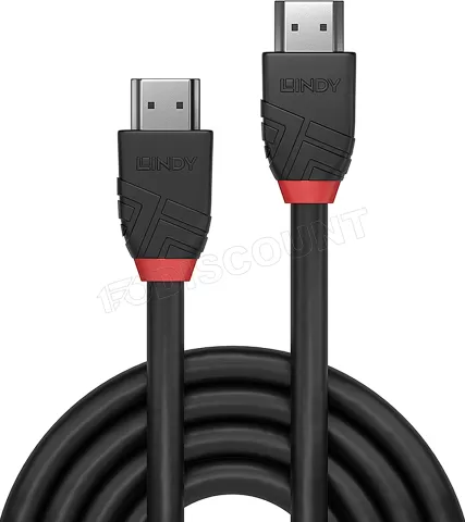 Photo de Cable HDMI 2.0 Lindy 1m M/M (Noir/Rouge)