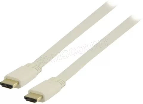 Photo de Cable HDMI 5m M/M v1.4 plat (Blanc)