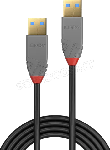 Photo de Cable Lindy Anthra Line USB 3.2 vers USB-A M/M 2m (Gris)