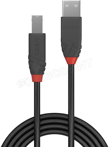 Photo de Cable Lindy USB 2.0 type A - B M/M 3m (Noir/Rouge)