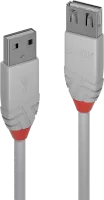 Photo de Cable Lindy USB 2.0 type A M/F 3m (Gris)