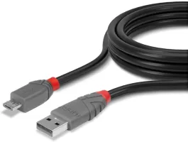 Photo de Cable Lindy USB 2.0 type A - Micro B M/M 1m (Gris)