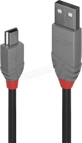 Photo de Cable Lindy USB 2.0 type A - Mini B M/M 3m (Gris)