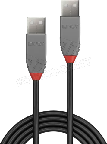 Photo de Cable Lindy USB 2.0 type A M/M 3m (Gris)