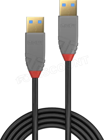 Photo de Cable Lindy USB 3.0 type A 1m (Noir/Gris)