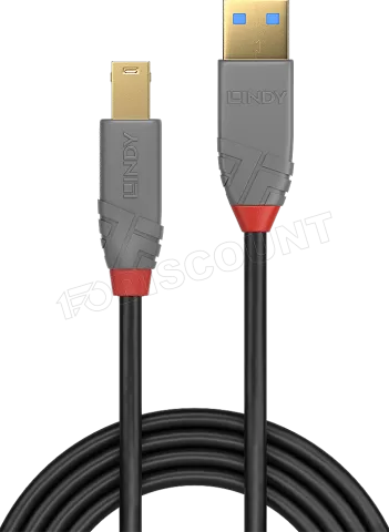Photo de Cable Lindy USB 3.0 type A - B M/M 5m (Gris)