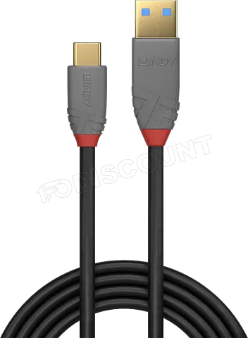 Photo de Cable Lindy USB 3.2 vers Type C M/M 10 GB/s 1m (Gris)
