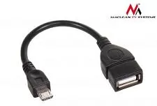 Photo de Cable Maclean Micro-USB OTG vers USB 2.0 M/F 10cm (Noir)