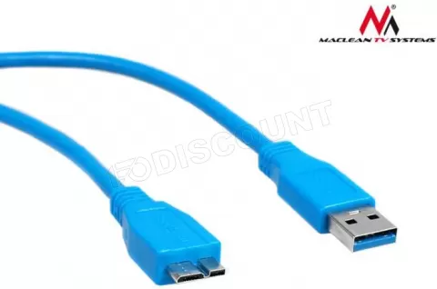 Photo de Cable Maclean USB 3.0 Type A - Micro B 0,5m MM (Bleu)