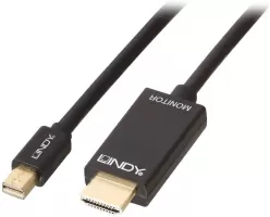 Photo de Cable Mini DisplayPort 1.2 Lindy vers HDMI 1.4 M/M 50cm (Noir)