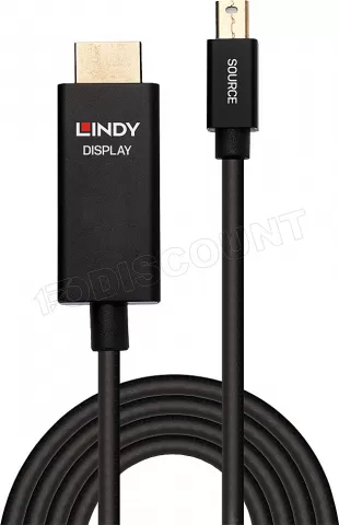 Photo de Cable Mini DisplayPort Lindy vers HDMI HDR M/M 2m (Noir)