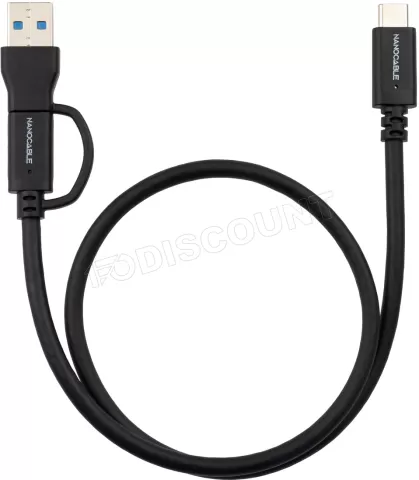 Photo de Cable Nanocable USB-A/USB-C vers USB-C M/M 0.5m (Noir)