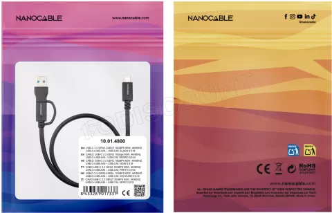 Photo de Cable Nanocable USB-A/USB-C vers USB-C M/M 0.5m (Noir)