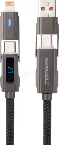 Photo de Cable Nanocable USB-A/USB-C vers USB-C/Lightning M/M 1m (Noir)