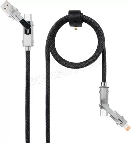 Photo de Cable Nanocable USB-A/USB-C vers USB-C/Lightning M/M 2m (Noir/Gris)
