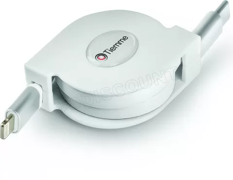 Photo de Câble rétractable Tiemme Twister USB type C - Lightning M/M 20W 1m (Blanc)