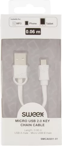 Photo de Cable Sweex USB 2.0 type A - Micro B M/M 10cm (Blanc)