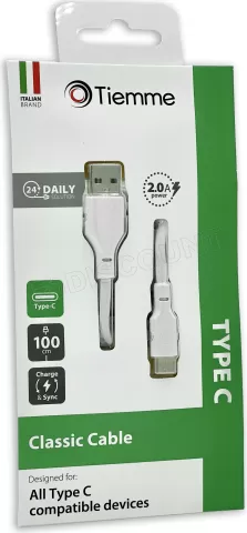 Photo de Câble Tiemme Classic USB type A - C M/M 18W 1m (Blanc)