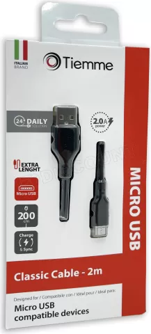 Photo de Câble Tiemme Classic USB type A - Micro USB M/M 10W 2m (Noir)