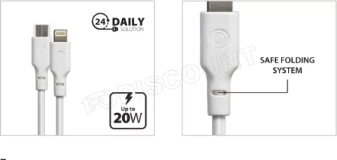 Photo de Câble Tiemme Classic USB type C - Lightning M/M 20W 1m (Blanc)