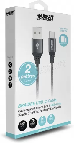 Photo de Cable Urban Factory USB 2.0 type A - type C M/M 2m (Noir)