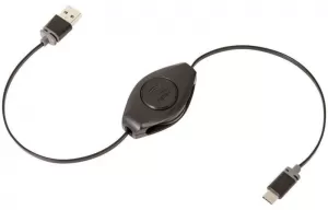 Photo de Cable USB 2.0 rétractable Retrak vers USB Type C (Noir)