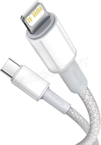 Photo de Cable USB 3.0 type C Baseus High Density vers Lightning M/M 1m 20W (Blanc)