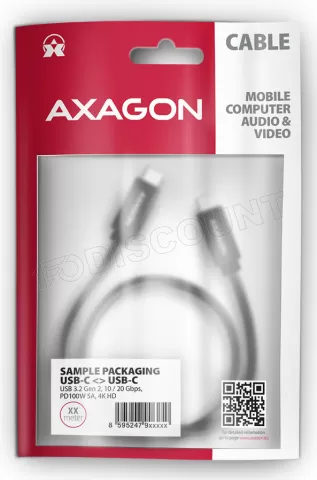 Photo de Cable USB-C Axagon BUCM32-CM20AB 2m (Noir)