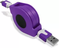 Photo de Cable USB - micro USB 1m Retractable (Mauve)
