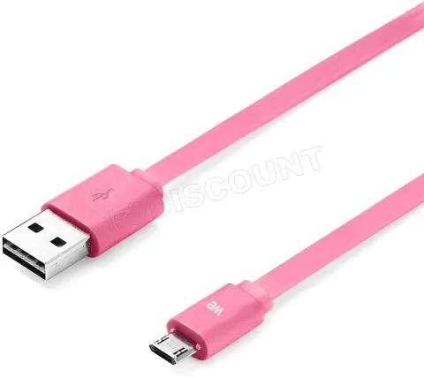 Photo de Cable USB We vers Micro USB - 1m plat (Rose)
