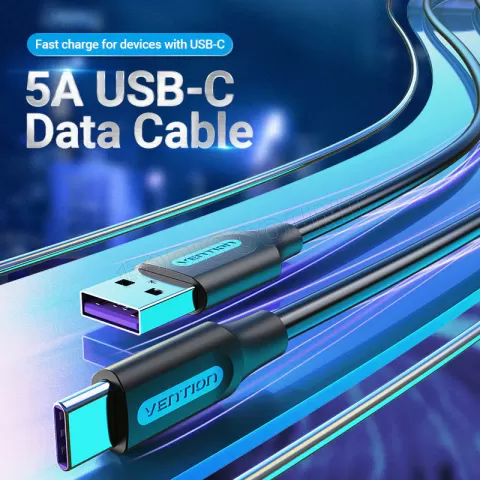 Photo de Cable Vention USB 2.0 vers Type C M/M 5A 1m (Noir)