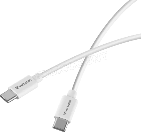Photo de Cable Verbatim Essentials Sync & Charge USB-C 100W 3m (Blanc)