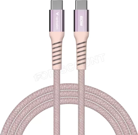 Photo de Câble Verbatim USB-C magnétique 1,2m M/M 60W (Rose)