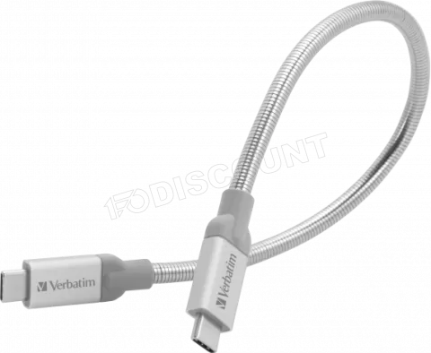 Photo de Câble Verbatim USB-C M/M 30cm Acier Inoxydable (Blanc/Gris)