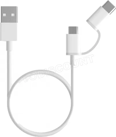 Cable Xiaomi Mi USB vers Micro USB + Type C 30cm (Blanc) à prix bas
